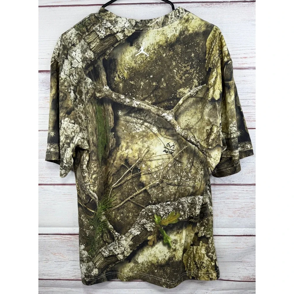 Jordan Realtree APX Camo T-Shirt Mens Medium Green Brown Jumpman Logo Tee